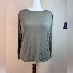 Chico's Olive Brown Long Sleeve Top w/ cute pocket